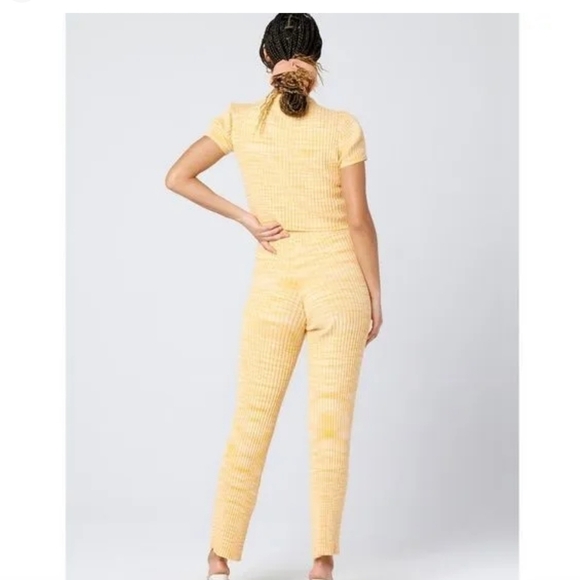 NWT L'SPACE Sammy Pants in Apricot  Ribbed Knit Straight Leg High Waist SZ SMALL - Picture 3 of 7
